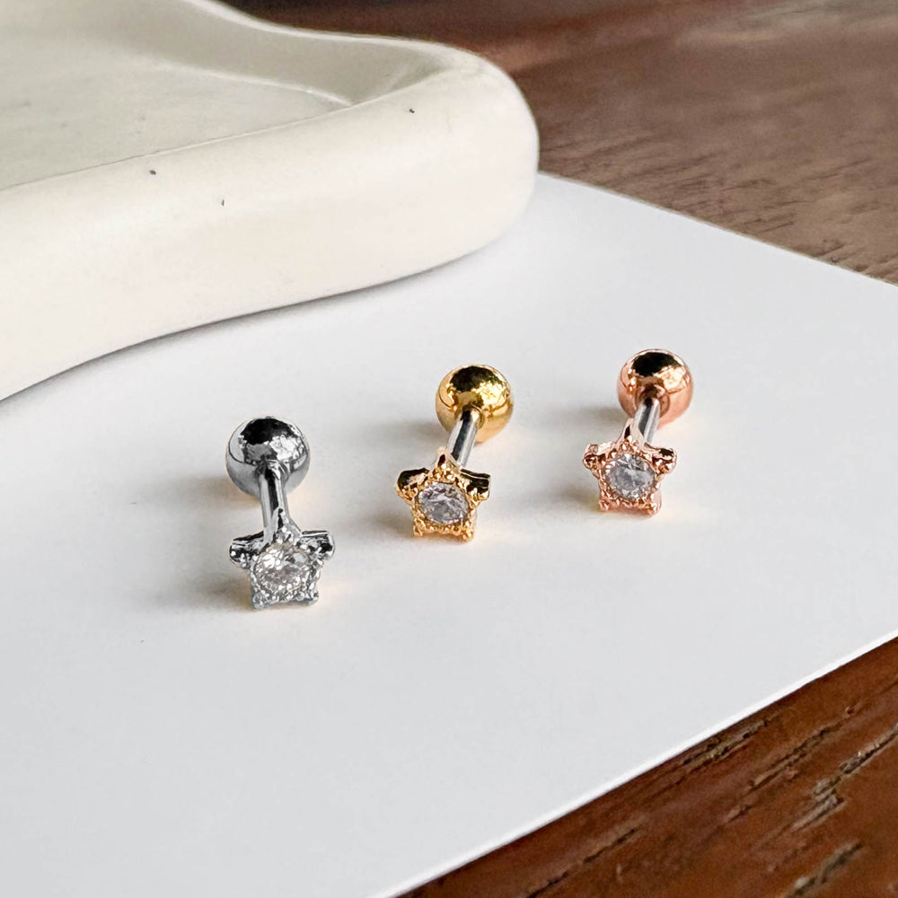 MS 024 ［サージカルステンレス］キュービックミニ星ピアス