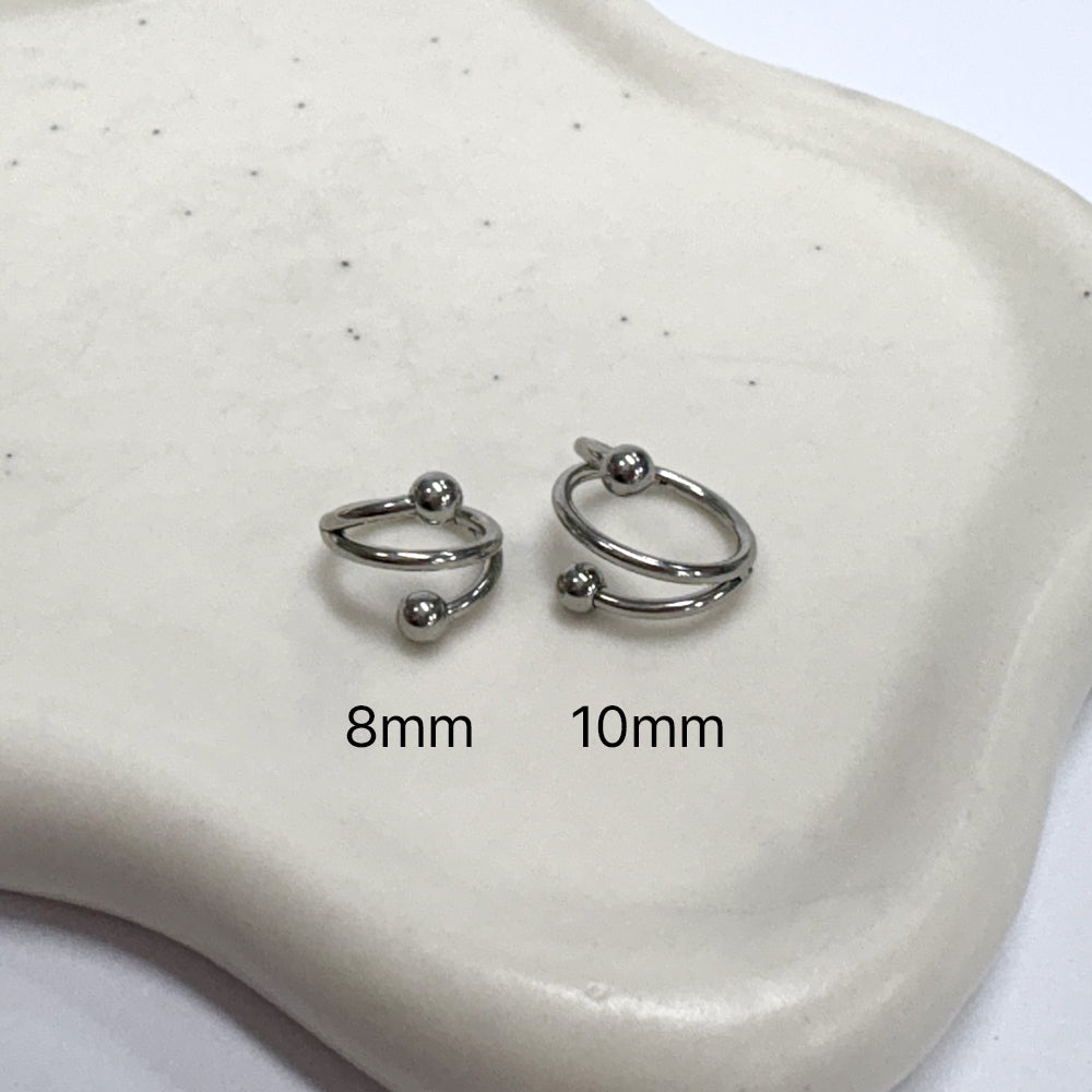 STS 033 ［サージカルステンレス］ツーボールリングピアス