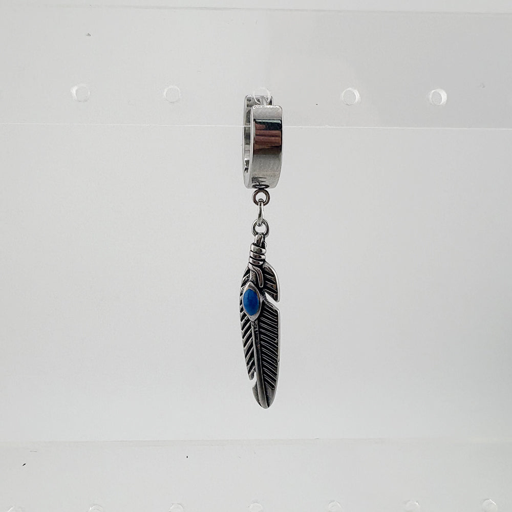 YEH 003 ［サージカルステンレス］インディアン羽リングワンタッチピアス