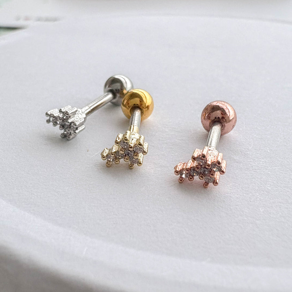 MN 190 ［サージカルステンレス］ストーン十字架ピアス