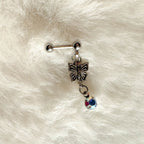 A2 248 ［サージカルステンレス］アンティーク蝶々ピアス