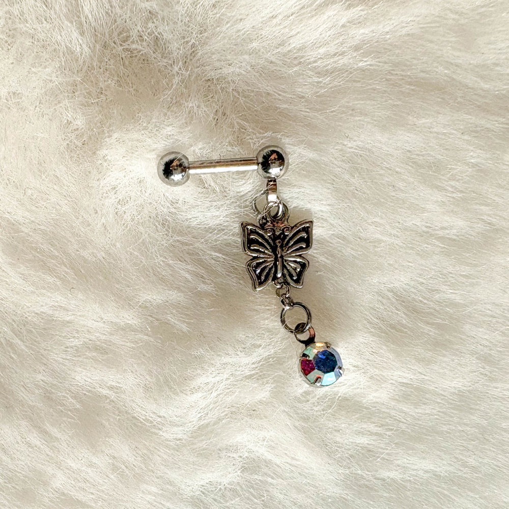 A2 248 ［サージカルステンレス］アンティーク蝶々ピアス