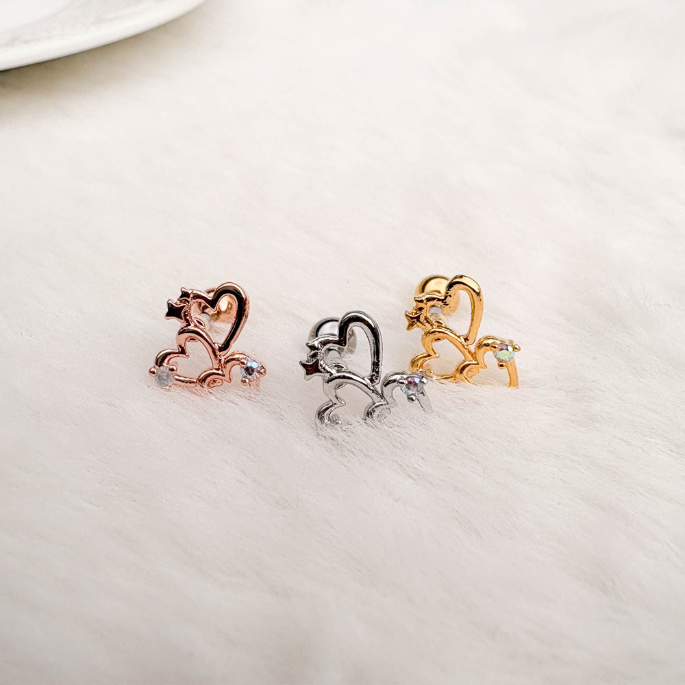 A5 245 ［サージカルステンレス］トリプルハートピアス