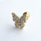 MN 075 [サージカルステンレス] キュービック蝶々ピアス