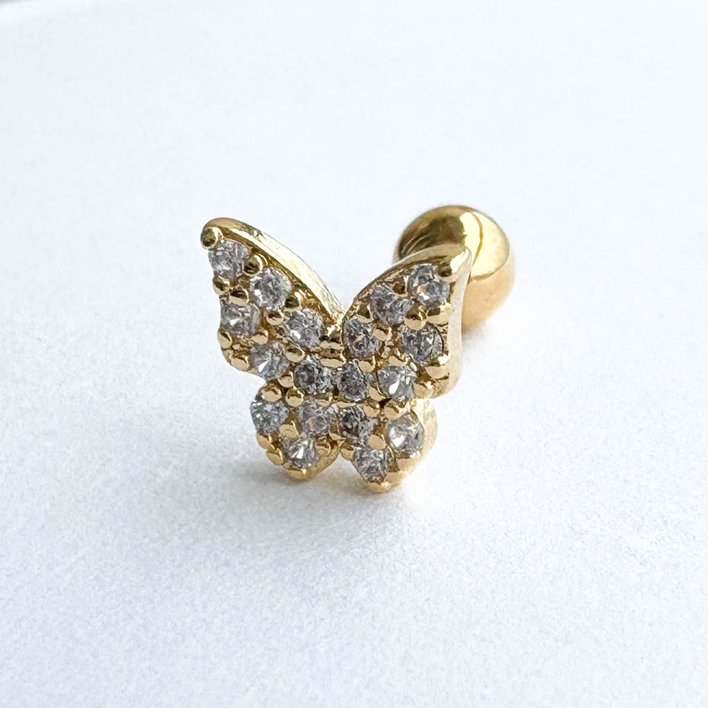 MN 075 [サージカルステンレス] キュービック蝶々ピアス