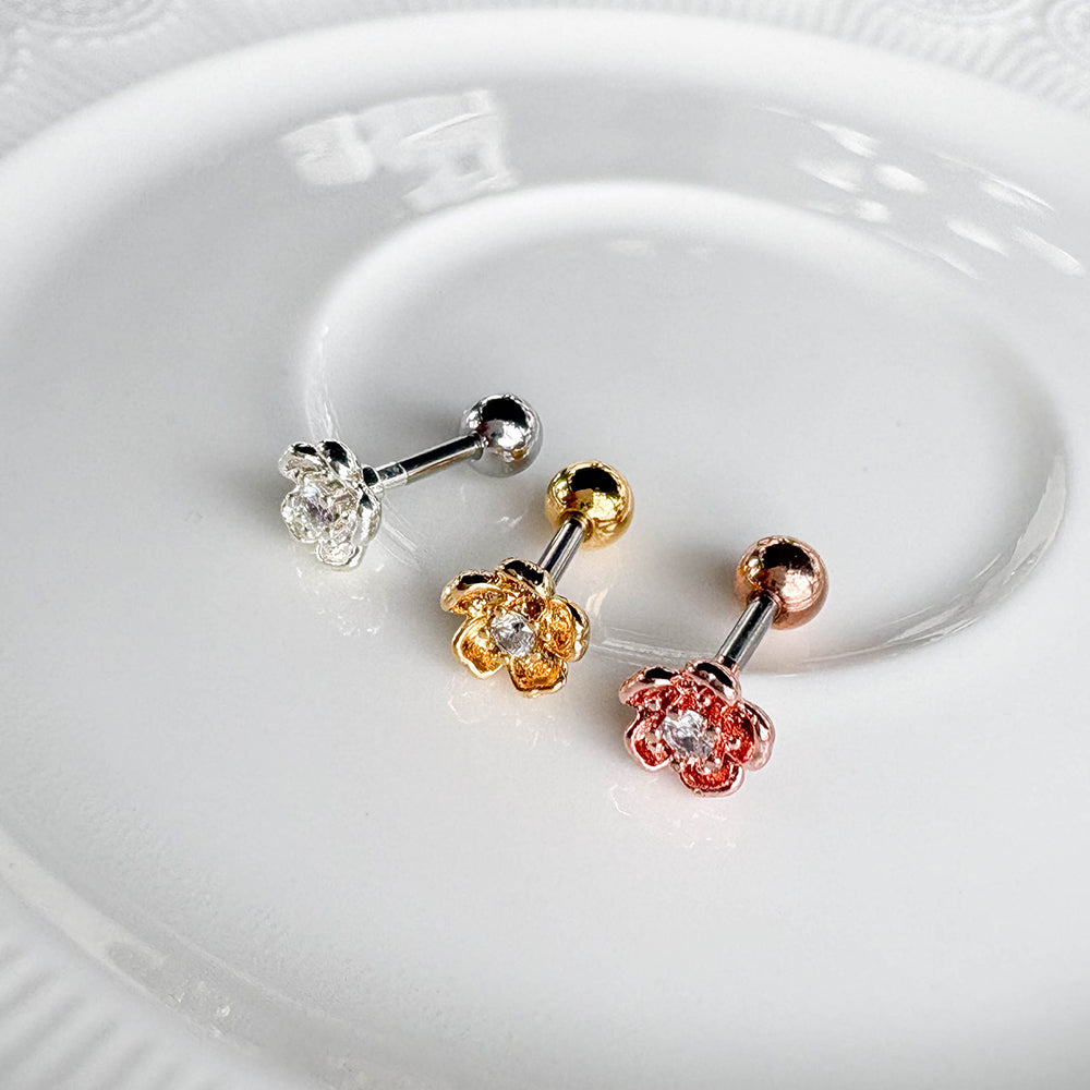 MN 202 ［サージカルステンレス］キュービックお花ピアス