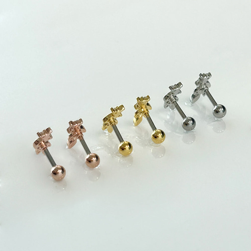 MP 034 ［サージカルステンレス］キュービックタイニーリーフピアス