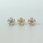 MN 159 ［サージカルステンレス］シンプルストーン花ピアス