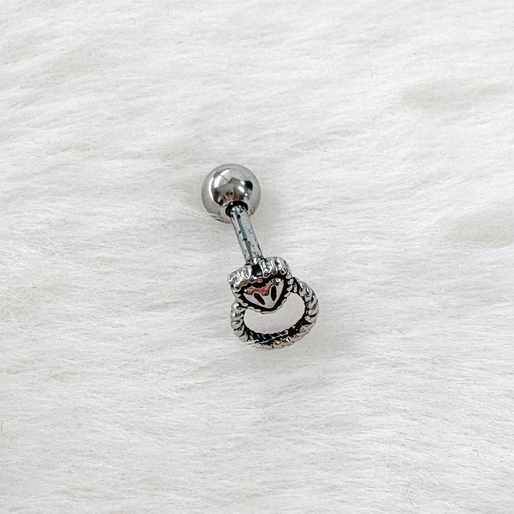 A2 227 　［サージカルステンレス］アンティークねじりリングハートピアス