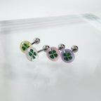 MK 085 ［サージカルステンレス］アクリルボールクローバーピアス