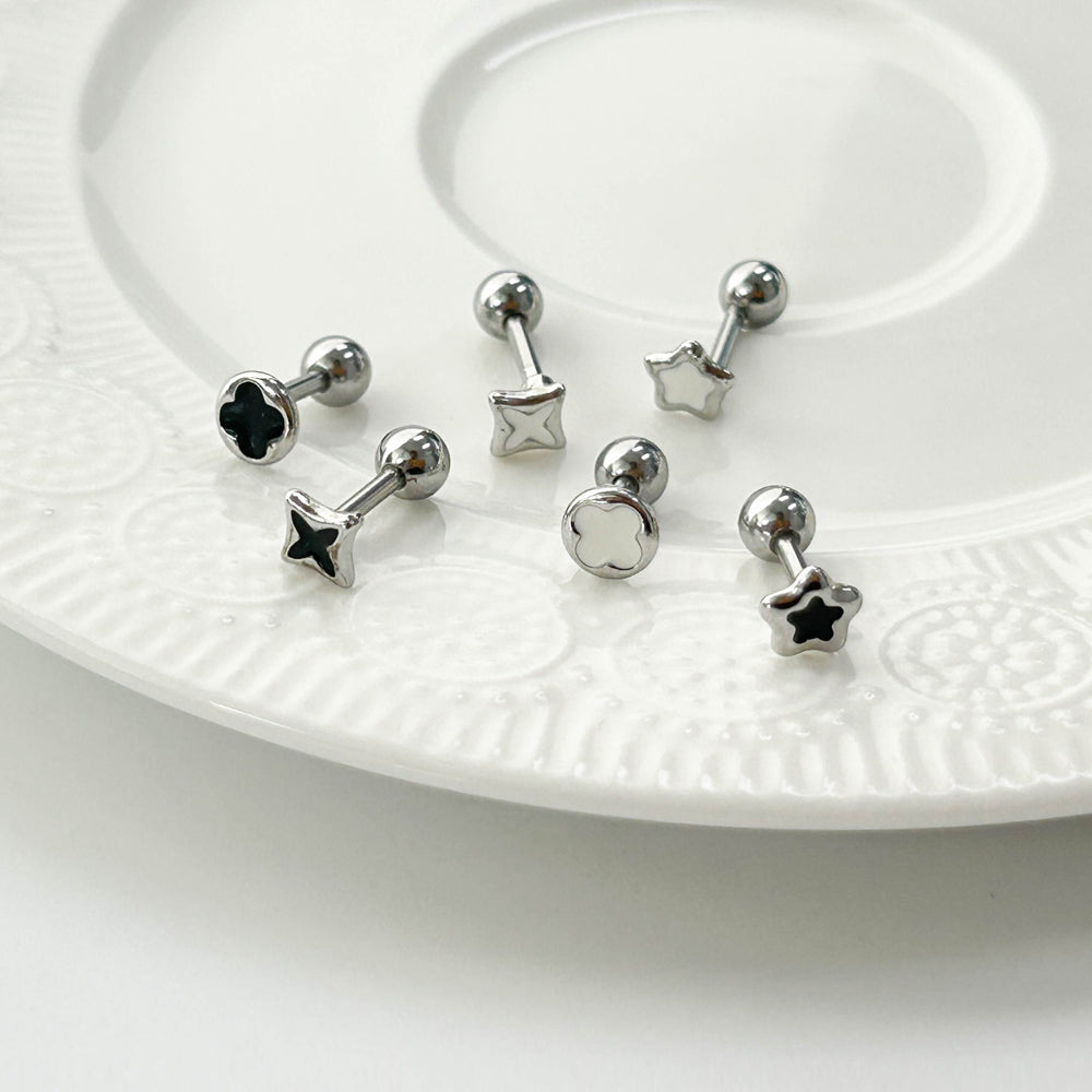 A5 267 ［サージカルステンレス］四角＆丸＆星ピアス