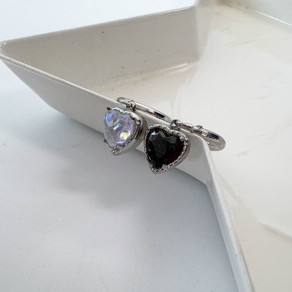 B3 050 ［サージカルステンレス］リングドロップ丸いハートピアス