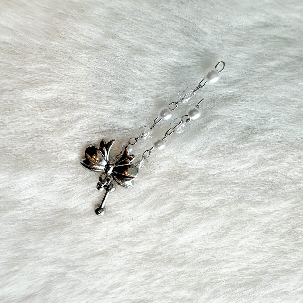 A2 216 ［サージカルステンレス］ビッグリボンドロップピアス