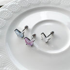 A3 077　［サージカルステンレス］　三色アクリル蝶々ピアス