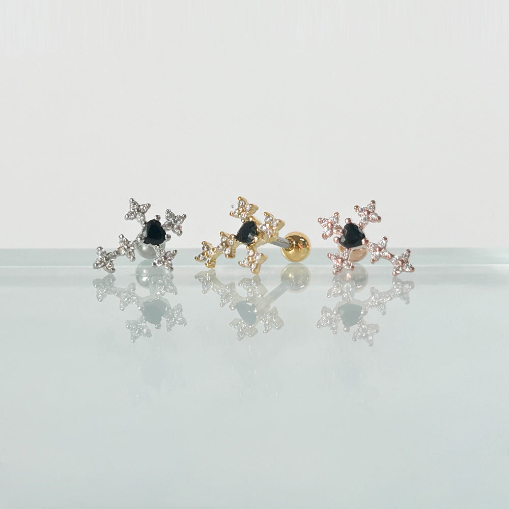 A5 262 ［サージカルステンレス］ゴージャスストーン十字架ピアス