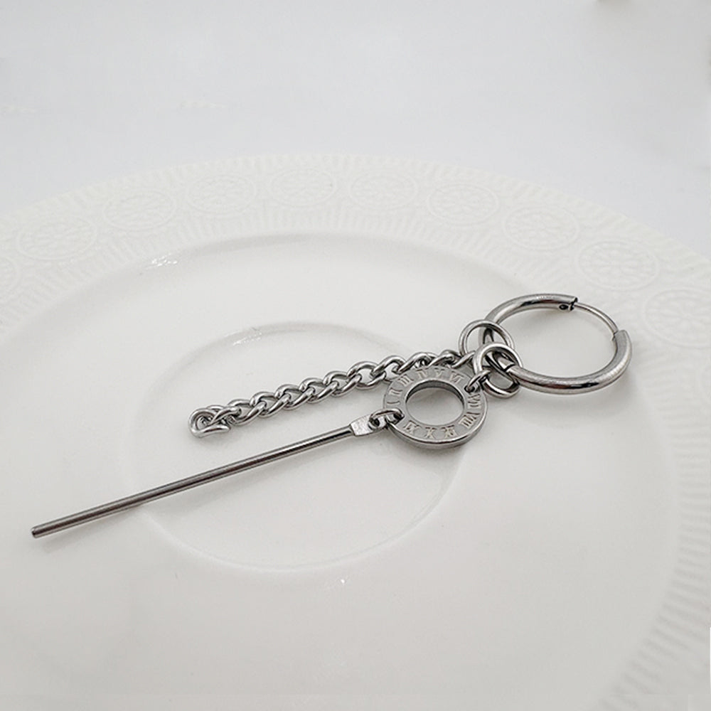 YEH 012 ［サージカルステンレス］チェーンスチールドロップワンタッチピアス