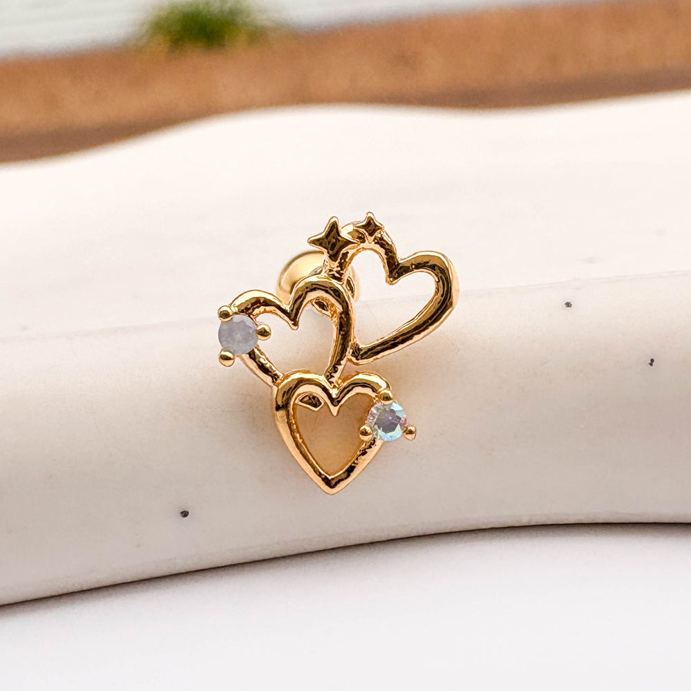 A5 245 ［サージカルステンレス］トリプルハートピアス