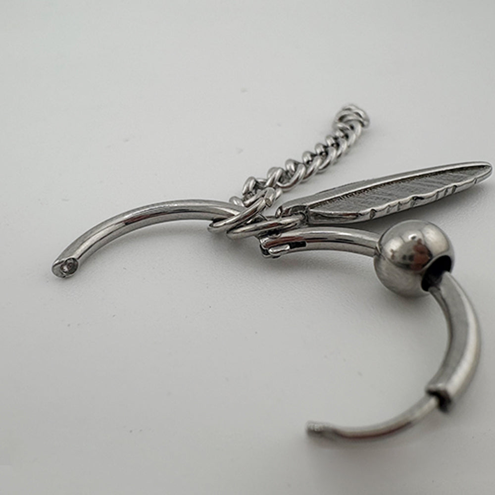 YEH 011 ［サージカルステンレス］羽リングワンタッチピアス