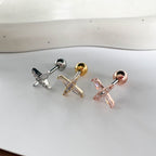 MN 191 ［サージカルステンレス］キュービッククリスタル星ピアス