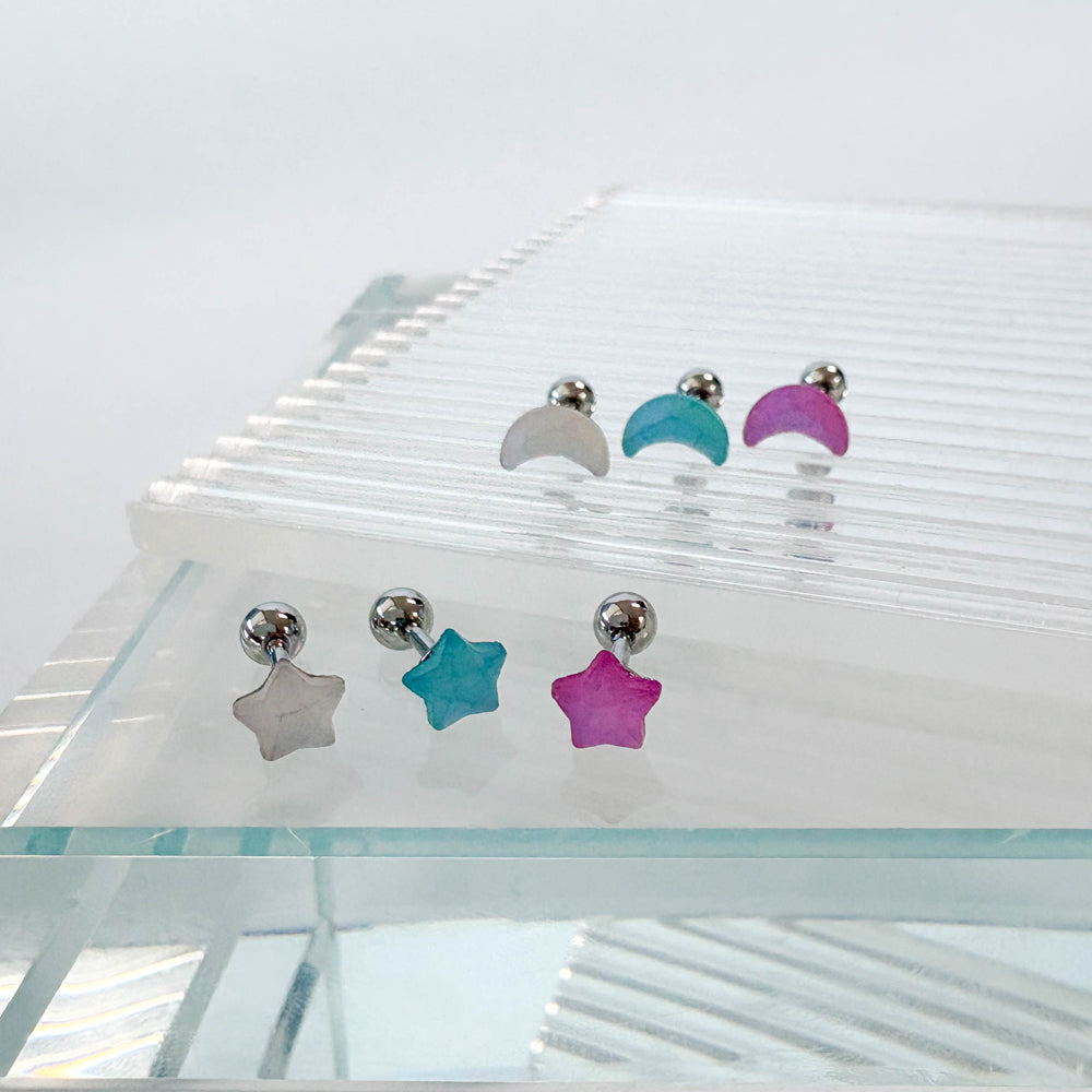 A5 312　[サージカルステンレス] 星＆月ピアス