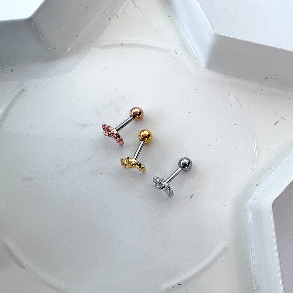 A10 072 ［サージカルステンレス］リボンムーン月ピアス