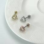 MP 055 ［サージカルステンレス］キュービックドロップハートピアス