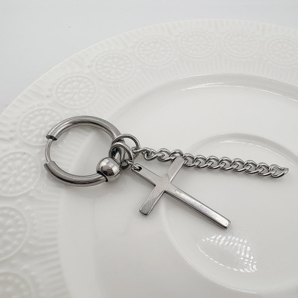 YEH 014 ［サージカルステンレス］十字架ワンタッチピアス