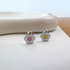 B3 025 ［サージカルステンレス］パステルスタイルスマイル花ピアス