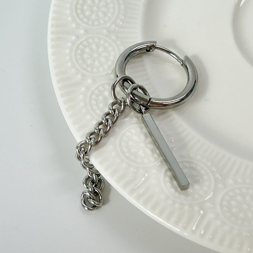 YEH 015 ［サージカルステンレス］リングチェーンドロップワンタッチピアス