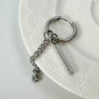 YEH 015 ［サージカルステンレス］リングチェーンドロップワンタッチピアス