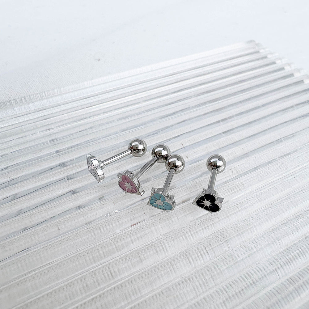 B3 089 ［サージカルステンレス］ハート星ピアス