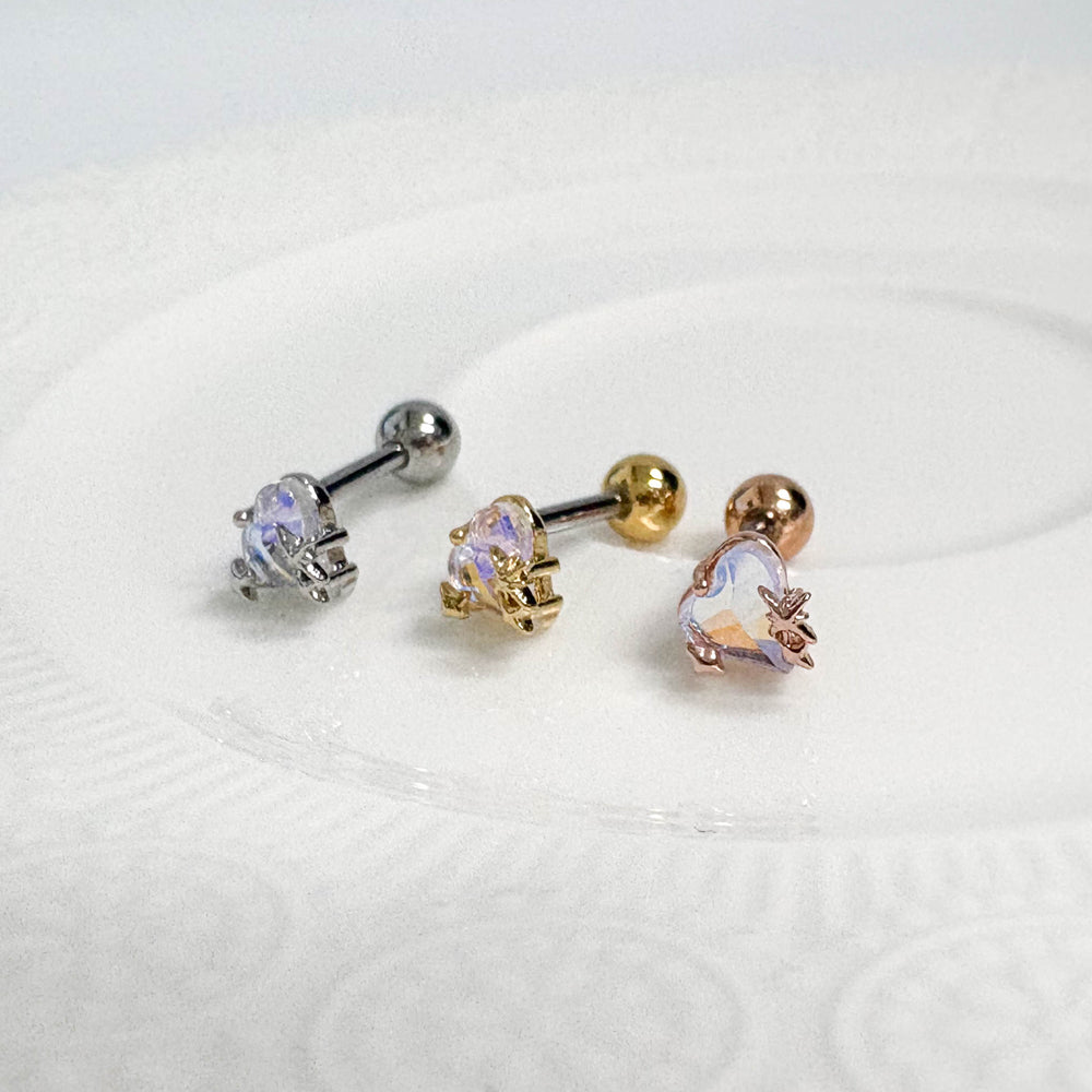 A5 293 ［サージカルステンレス］ツインクルスターキュービックハートピアス