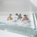 A5 299 ［サージカルステンレス］ブラックアンドホワイトリボンキュービックピアス