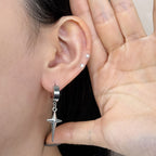 YEH 006 ［サージカルステンレス］써지컬 십자가 스틸링 드롭 원터치 피어싱