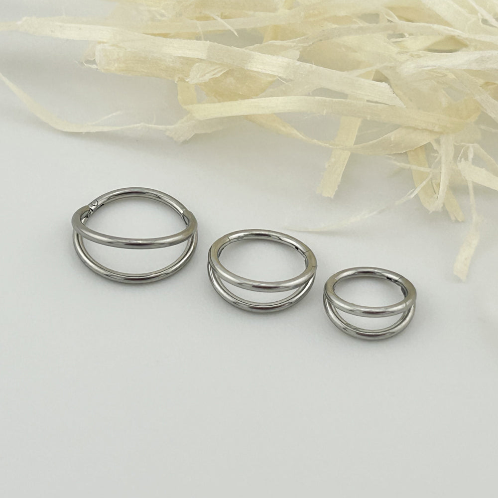 STS 021 ［サージカルステンレス］シンプルダブルリングピアス