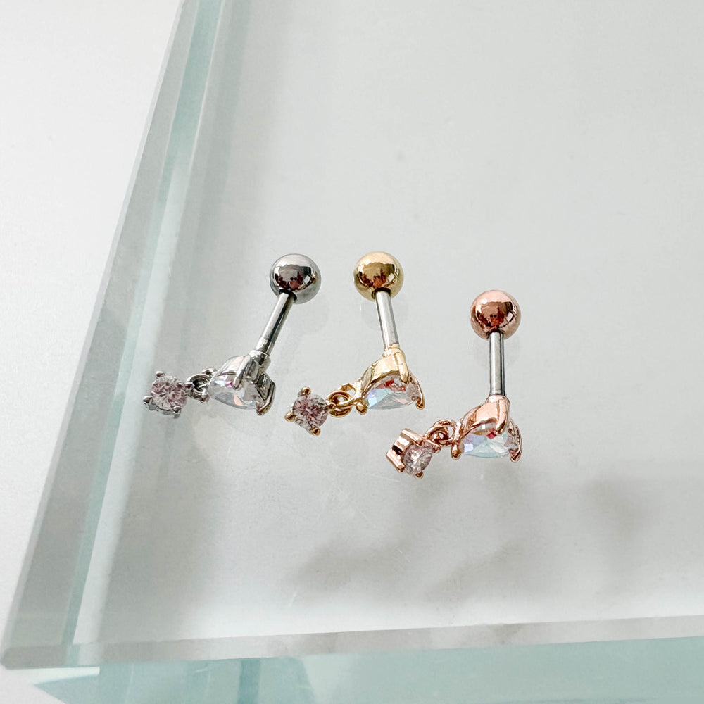 A8 288 ［サージカルステンレス］ハートドロップピアス