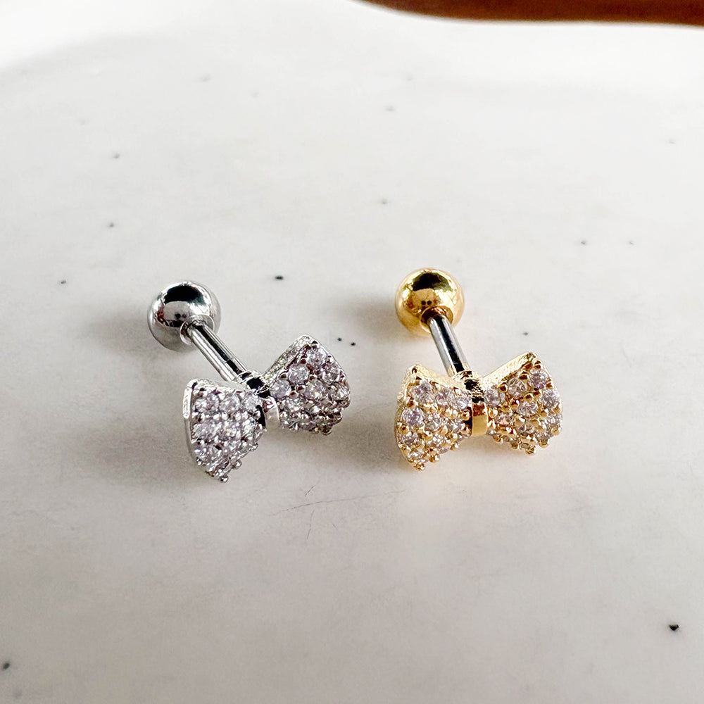 MN 195 ［サージカルステンレス］キュービックリボンピアス