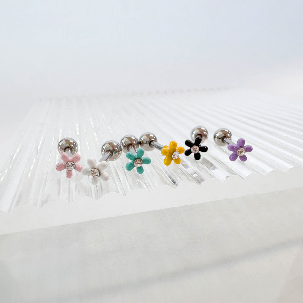 A8 203 ［サージカルステンレス］ポップカラー花ピアス