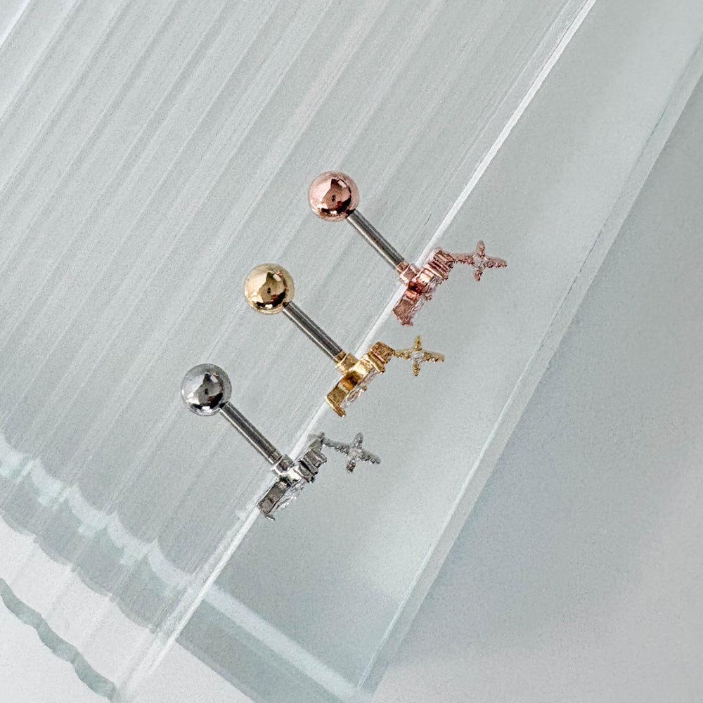 A8 285 ［サージカルステンレス］ドロップ蝶々＆月＆花ピアス