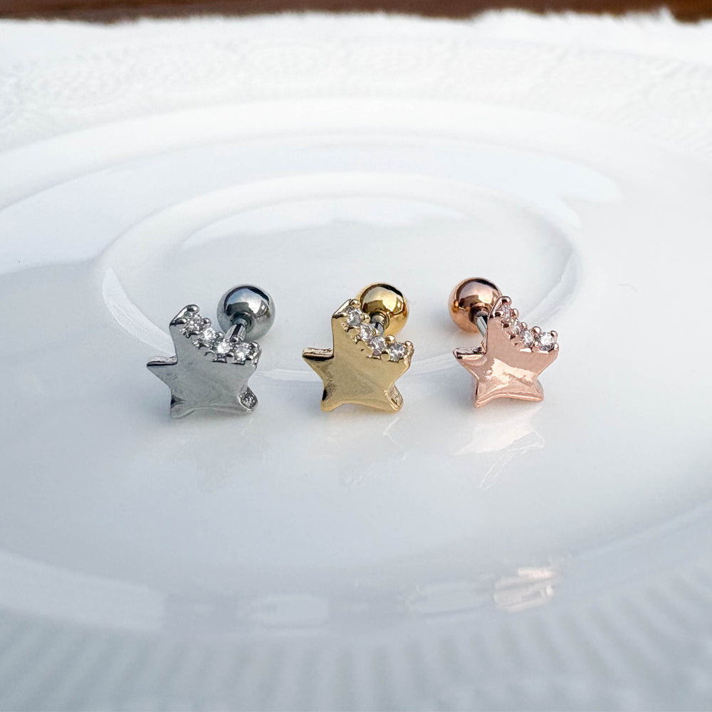 A5 296 ［サージカルステンレス］ストーン星ピアス