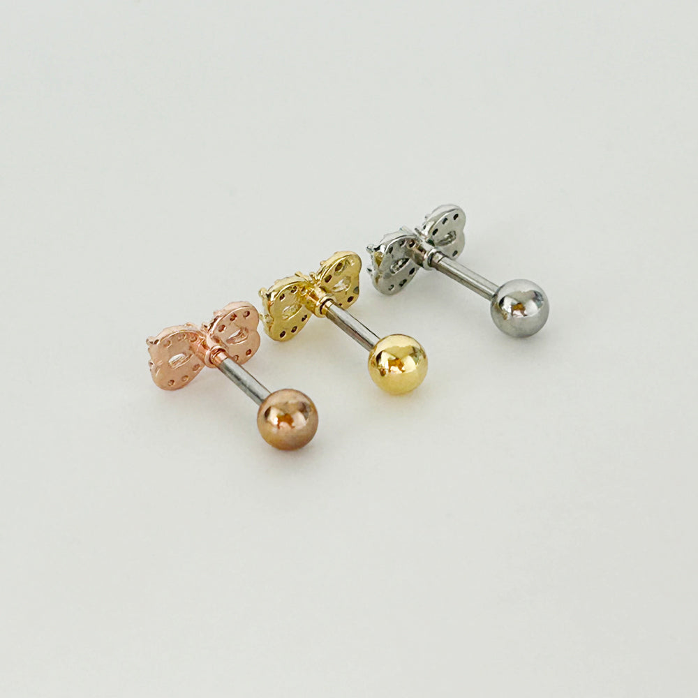 A8 106 ［サージカルステンレス］キュービックリボンピアス