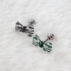 MK 083 ［サージカルステンレス］クリアパールリボンピアス