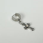 YEH 008 ［サージカルステンレス］ゴシック十字架スチールリングドロップピアス