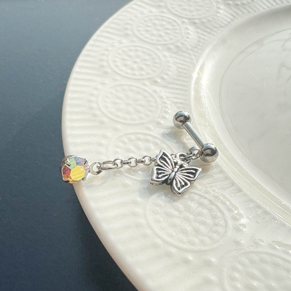 A2 248 ［サージカルステンレス］アンティーク蝶々ピアス