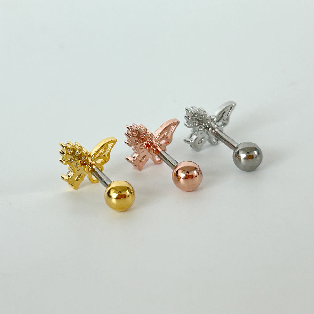 MN 172 ［サージカルステンレス］キュービック蝶々ピアス