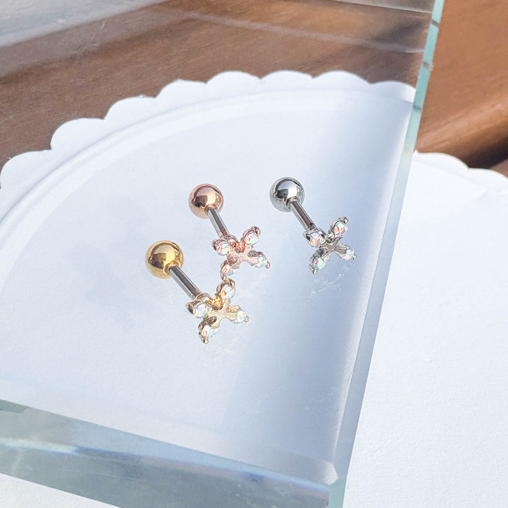 A5 294 ［サージカルステンレス］ストーン十字架ピアス