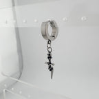 YEH 005 ［サージカルステンレス］スチールリングドロップワンタッチピアス