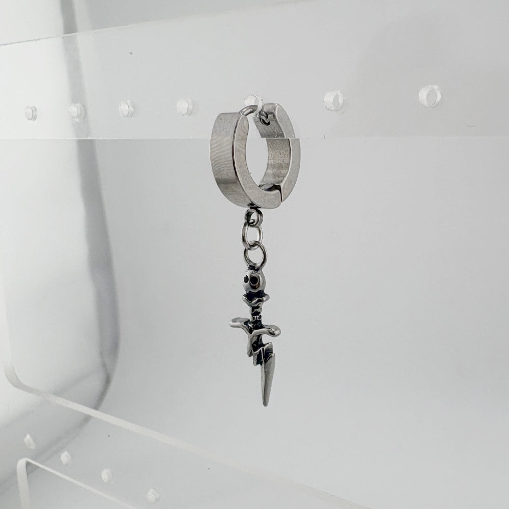 YEH 005 ［サージカルステンレス］スチールリングドロップワンタッチピアス