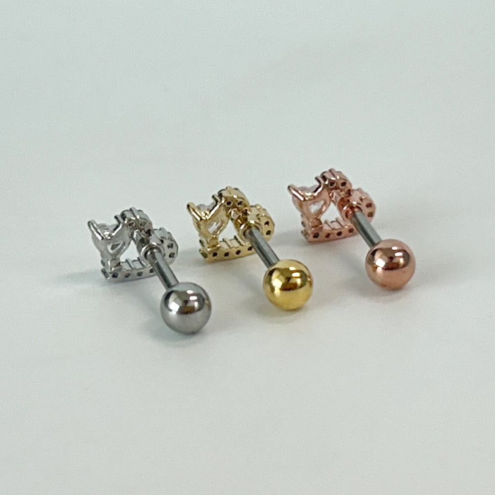 MP 129 ［サージカルステンレス］ラグジュアリーキュービックハートピアス