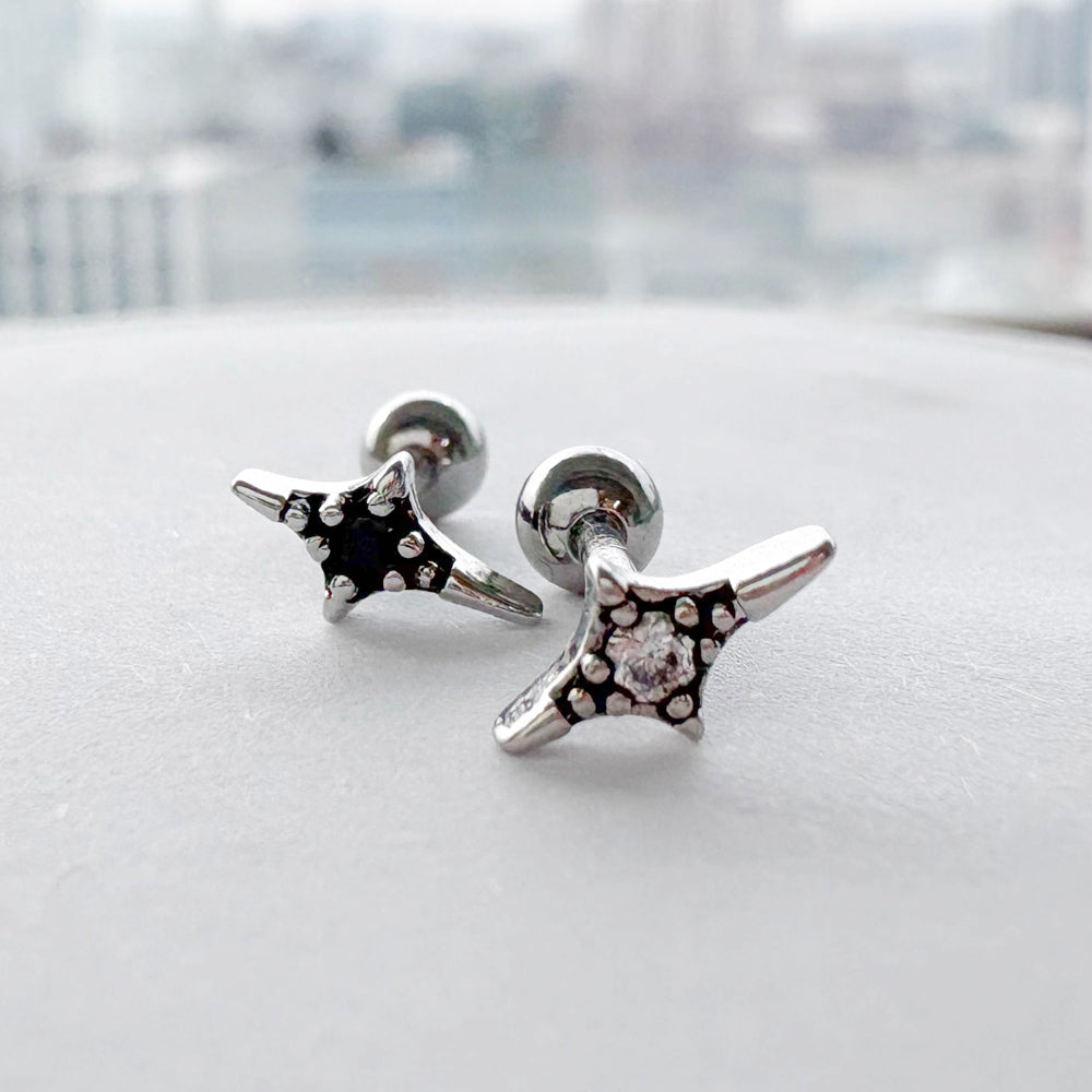 A2 234 ［サージカルステンレス］アンティークミニキュービックスターピアス